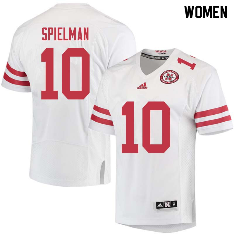 Women #10 JD Spielman Nebraska Cornhuskers College Football Jerseys Sale-White